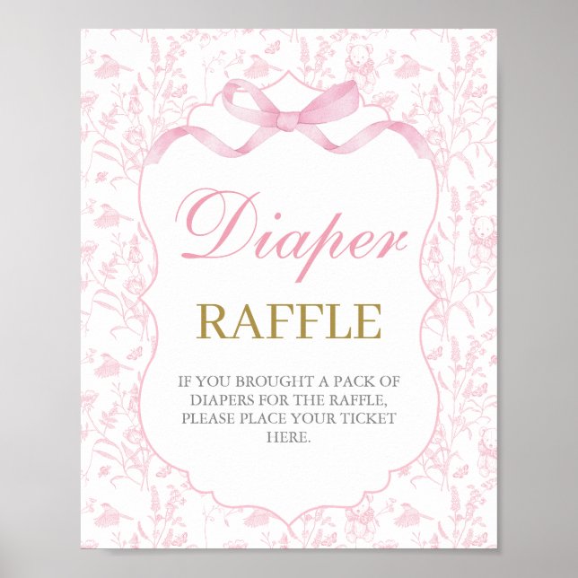 Pink Bow Baby Shower Girl Poster (Front)