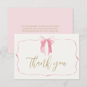 Pink Bow Baby Shower Girl Thank You Card
