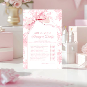 Pink Bow Baby Shower Guess Mummy or Daddy Game