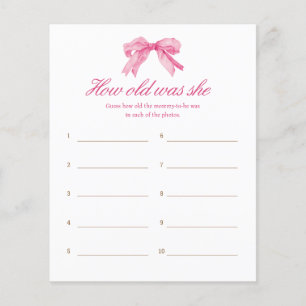 Pink Bow Baby Shower How Old Was She Age Game