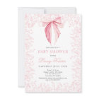 pink bow Baby Shower invitation