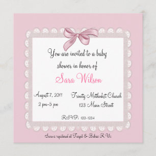 Pink Bow Baby Shower Invitation