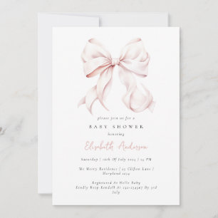 Pink Bow Baby Shower Invitation