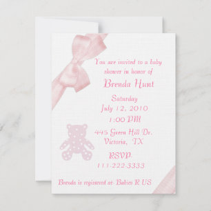 Pink Bow Baby Shower Invitation
