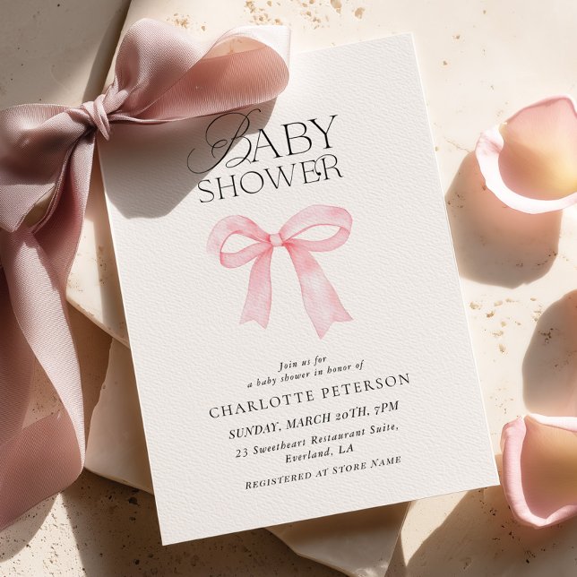 Pink Bow Baby Shower Invitation (Creator Uploaded)