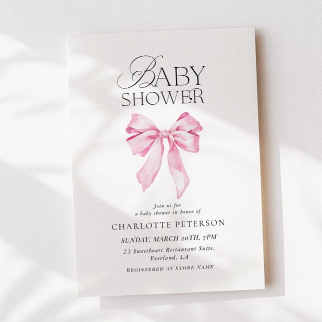 Pink Bow Baby Shower Invitation (Creator Uploaded)