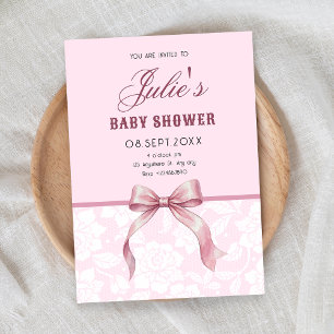 Pink Bow baby shower Invitation