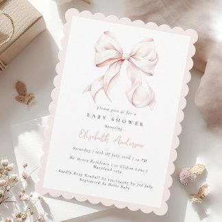 Pink Bow Baby Shower Invitation