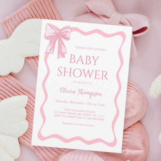 Pink Bow Baby Shower  Invitation (Creator Uploaded)