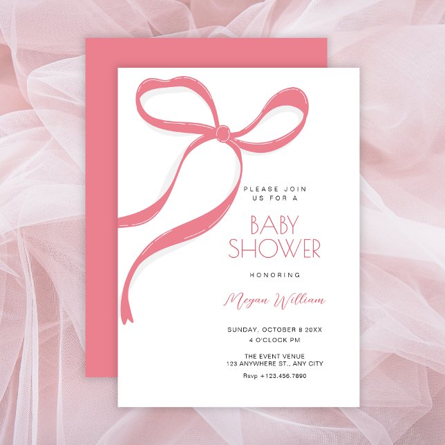Pink bow baby shower invitation (Creator Uploaded)