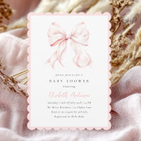 Pink Bow Baby Shower Invitation