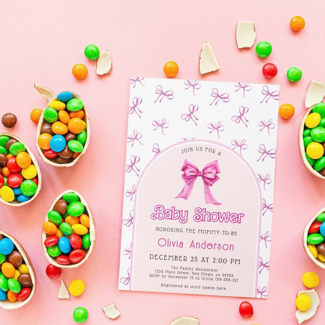 Pink Bow Baby Shower Invitation (Creator Uploaded)