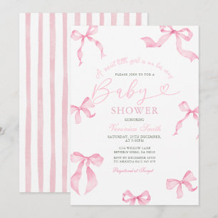 Pink Bow Baby Shower Invitation