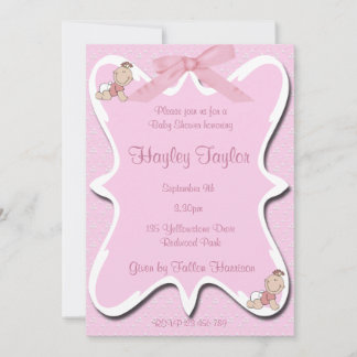 pink bow Baby  Shower Invitation 2