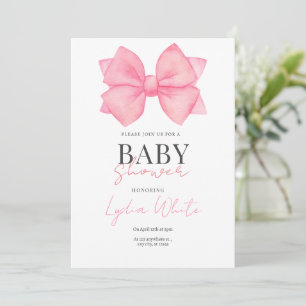 Pink Bow Baby Shower Invitation Girl Baby Shower 