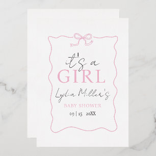 Pink Bow Baby Shower Invitation, Girl Baby Shower