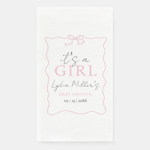 Pink Bow Baby Shower Invitation, Girl Baby Shower Napkin