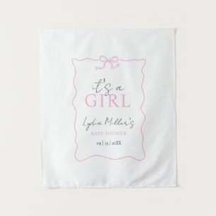 Pink Bow Baby Shower Invitation, Girl Baby Shower Tapestry