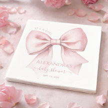 Pink Bow Baby Shower It's a Girl Cute Coquette