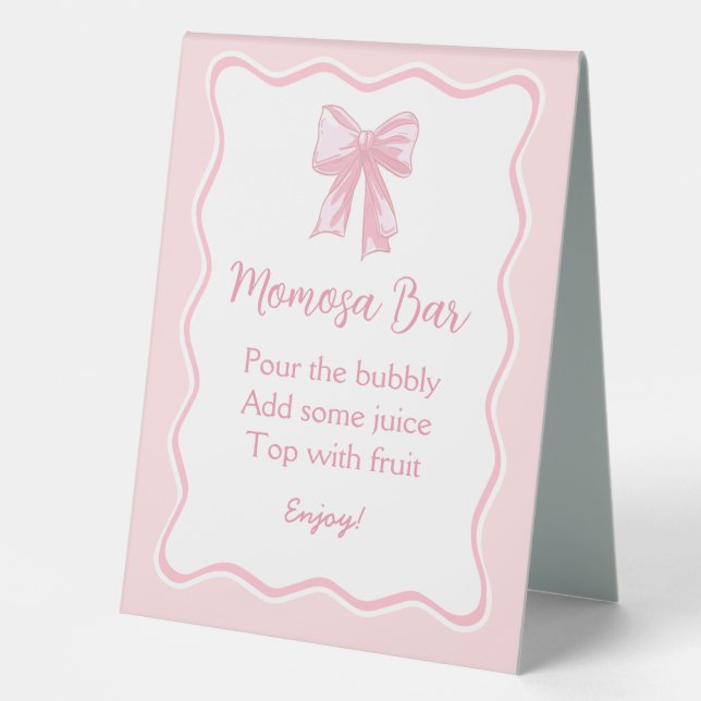 Pink Bow Baby Shower Momosa Bar (Front)
