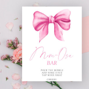 Pink bow baby shower - Mum-osa bar Poster
