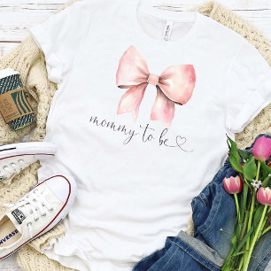 Pink Bow Baby Shower Mummy To Be T-Shirt