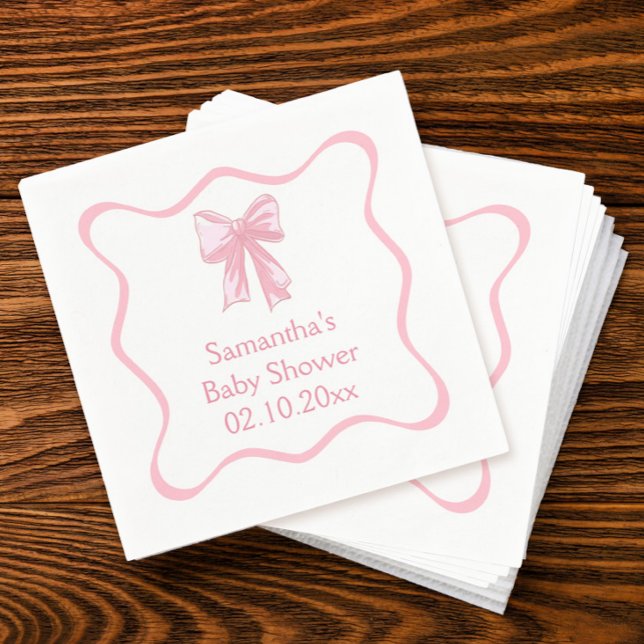Pink Bow Baby Shower  Napkin (Creator Uploaded)