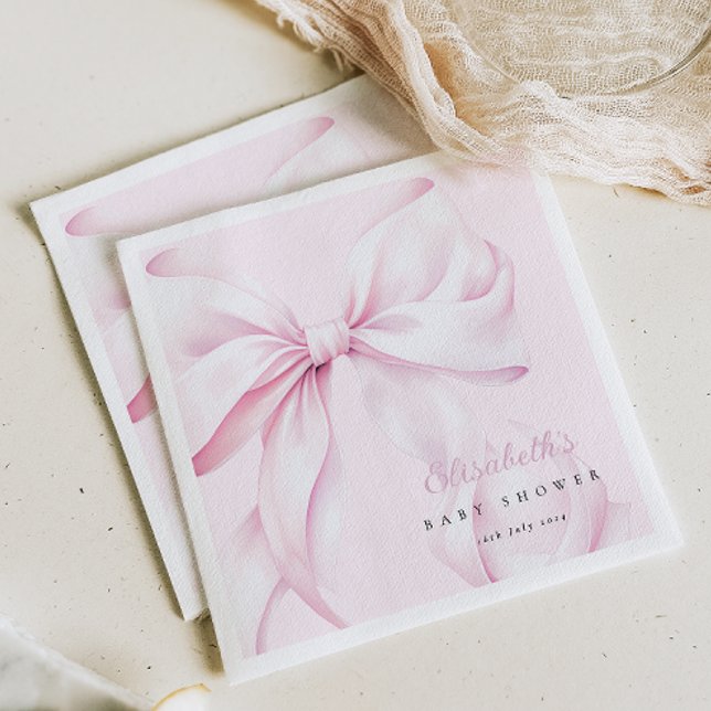 Pink Bow Baby Shower Napkin (Creator Uploaded)
