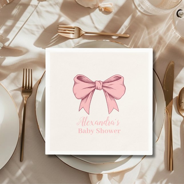 Pink Bow Baby Shower Napkin (Creator Uploaded)