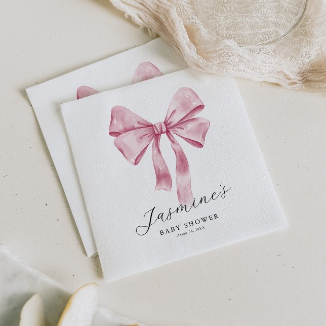 Pink Bow Baby Shower Napkin (Creator Uploaded)