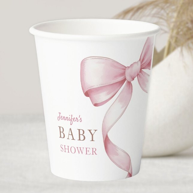 Pink Bow Baby Shower Paper Cups (Creator Uploaded)