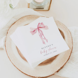 Pink Bow Baby Shower Paper Napkins Girl Coquette