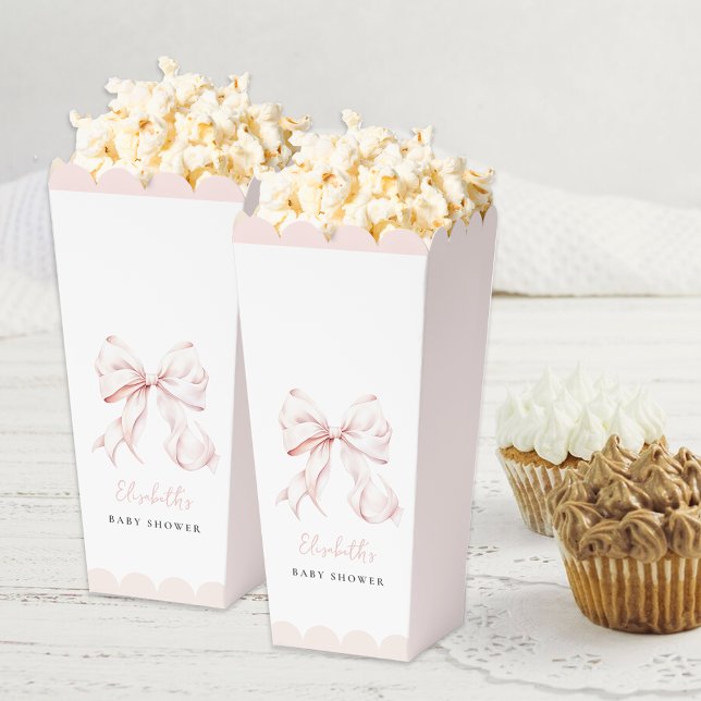 Pink Bow Baby Shower Popcorn Favour Box (Creator Uploaded)