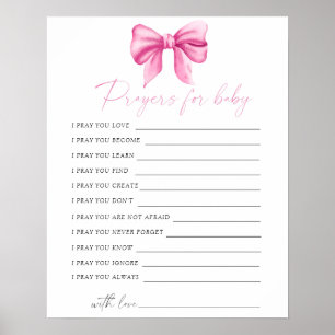 Pink bow baby shower prayers for baby poster