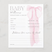 Pink Bow Baby Shower PREDICTIONS & ADVICE Game