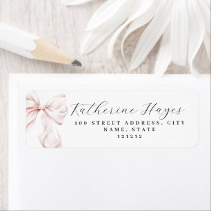 Pink Bow Baby Shower Return Address Label