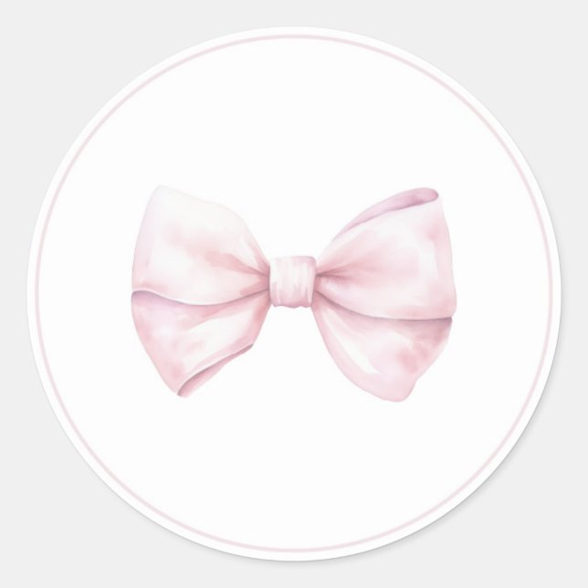 Pink bow Baby Shower Sticker (Front)