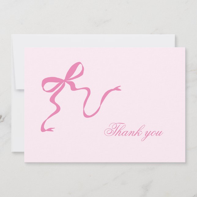 Pink Bow Baby Shower Thank You Card (Front)