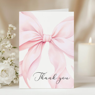 Pink Bow Baby Shower Thank You Card