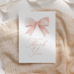 Pink Bow Baby Shower Thank You Card