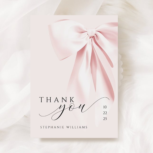 Pink Bow Baby Shower Thank You Card  (Creator Uploaded)