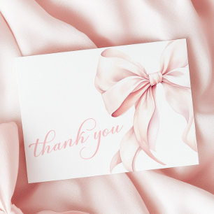Pink Bow Baby Shower Thank You Card
