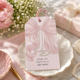 Pink Bow Baby Shower Thank You Gift Tags