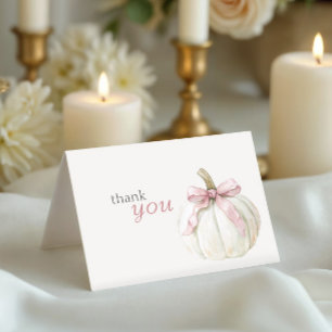 Pink Bow Baby Shower Thank You Pumpkin Card