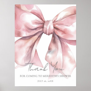 Pink Bow Baby Shower Thank You Sign
