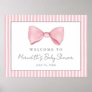 Pink Bow Baby Shower Welcome Sign