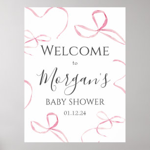 Pink Bow Baby Shower Welcome Sign, bow foam board Poster