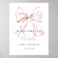 Pink Bow Baby Shower Welcome Sign Poster