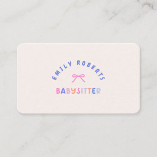 Pink Bow, babysitter Business Card