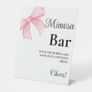 Pink Bow Bachelorette Mimosa Bar Table Sign